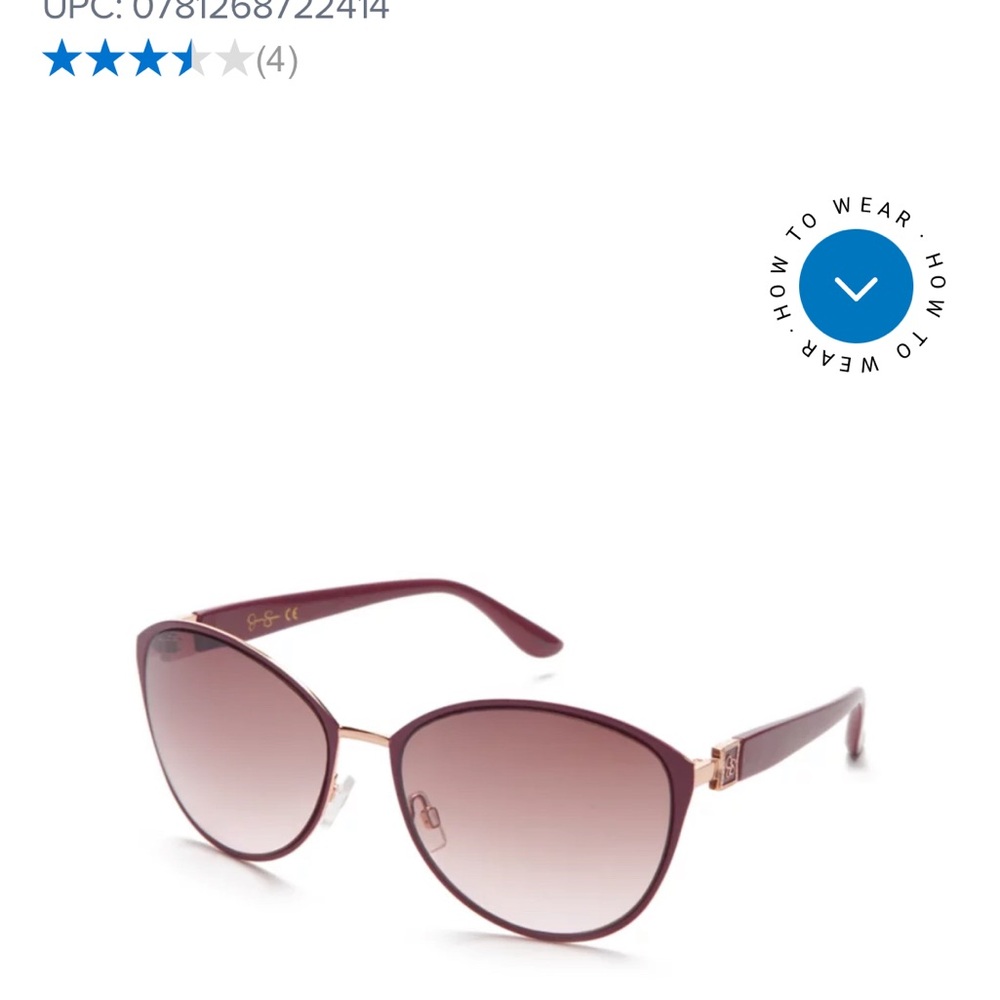 Jessica Simpson Women's Burgundy Cat Eye Sunglasses - Designer Style